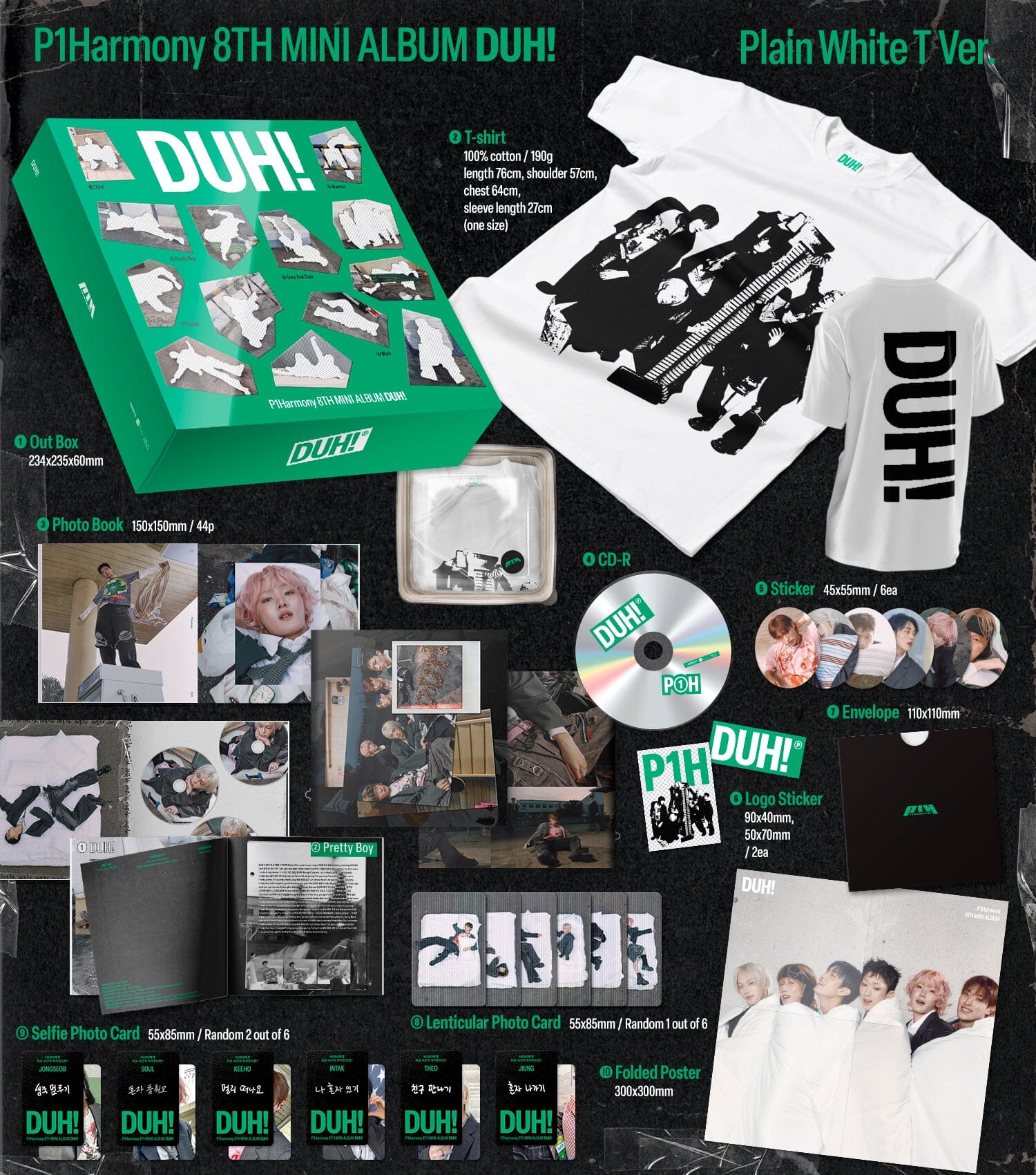 P1HARMONY - DUH! (PLAIN WHITE T VER.) - Image 2