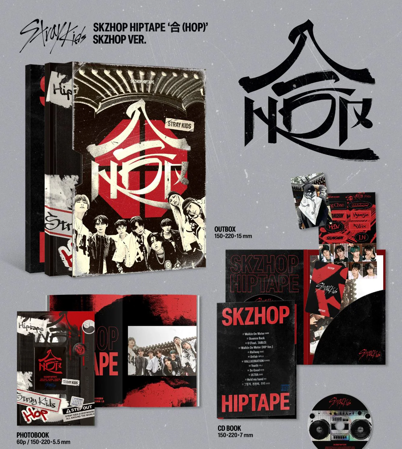STRAY KIDS - SKZHOP HIPTAPE ‘合 (HOP)’ (SKZHOP VER.) + JYP SHOP Photocard - Image 3