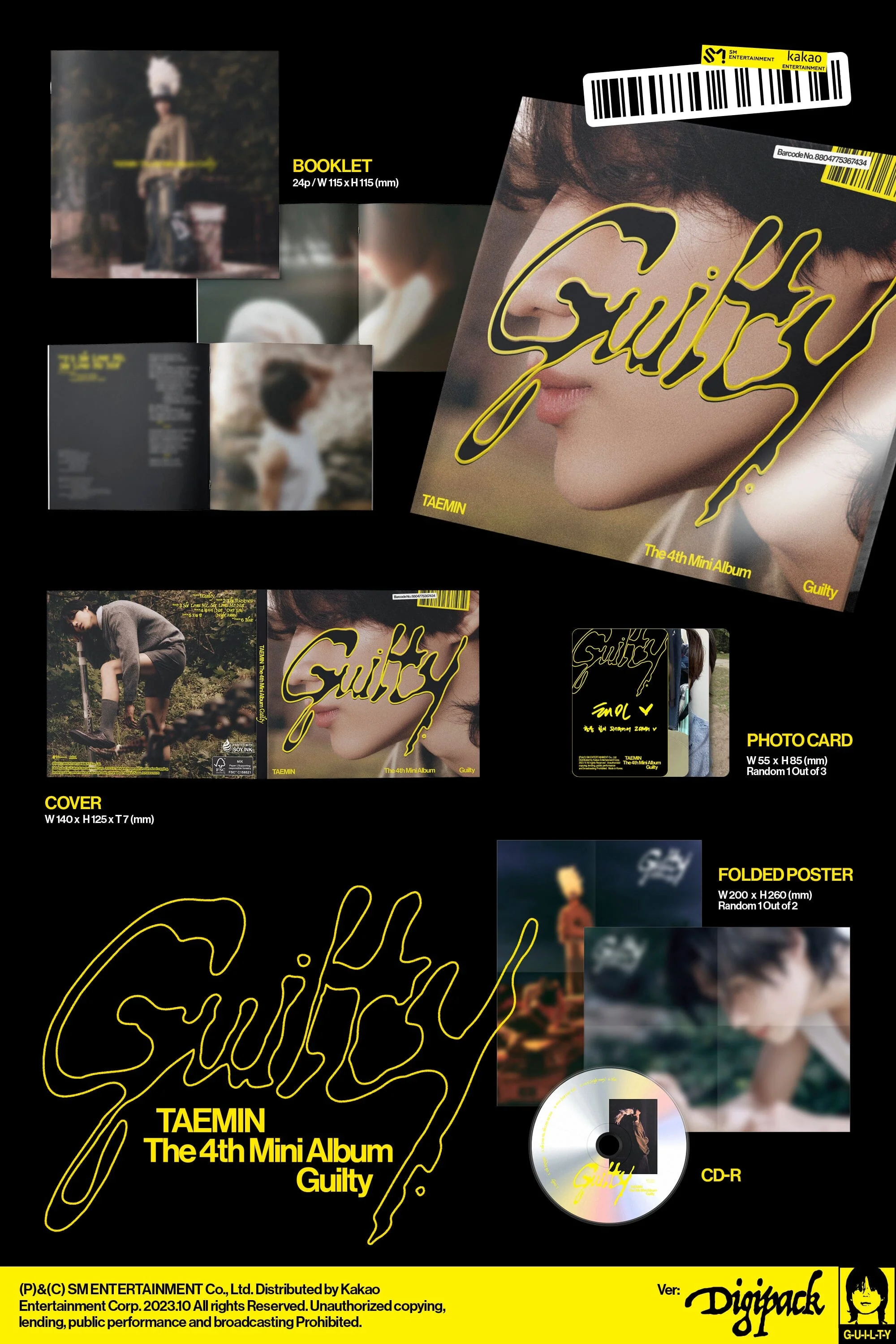 TAEMIN (SHINee) - GUILTY (4TH MINI ALBUM) DIGIPACK VER. - Image 2