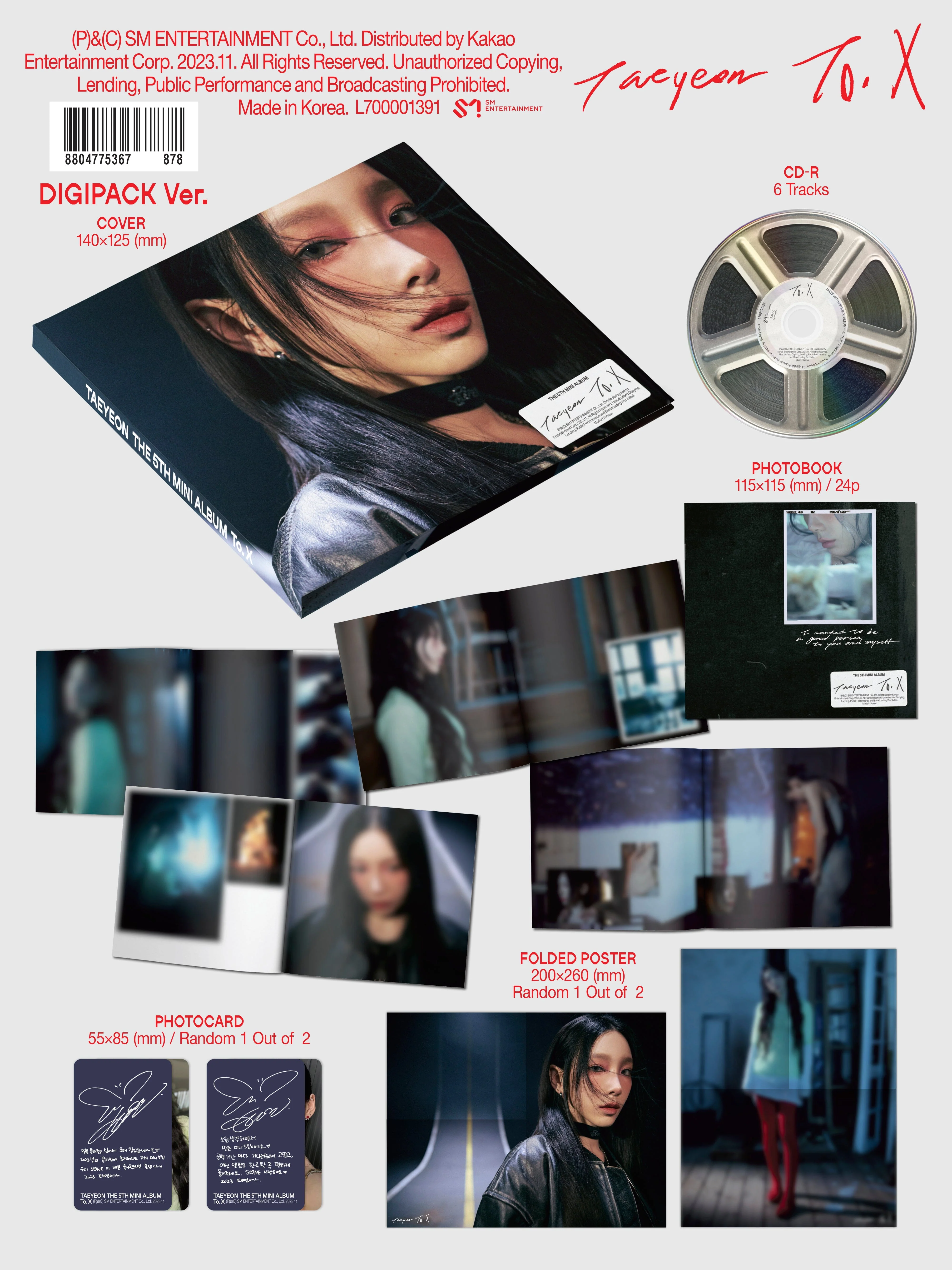 TAEYEON (SNSD) - TO. X (5TH MINI ALBUM) DIGIPACK VER. - Image 2